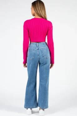 thinkable Laurent Crop Knit Sweater Hot