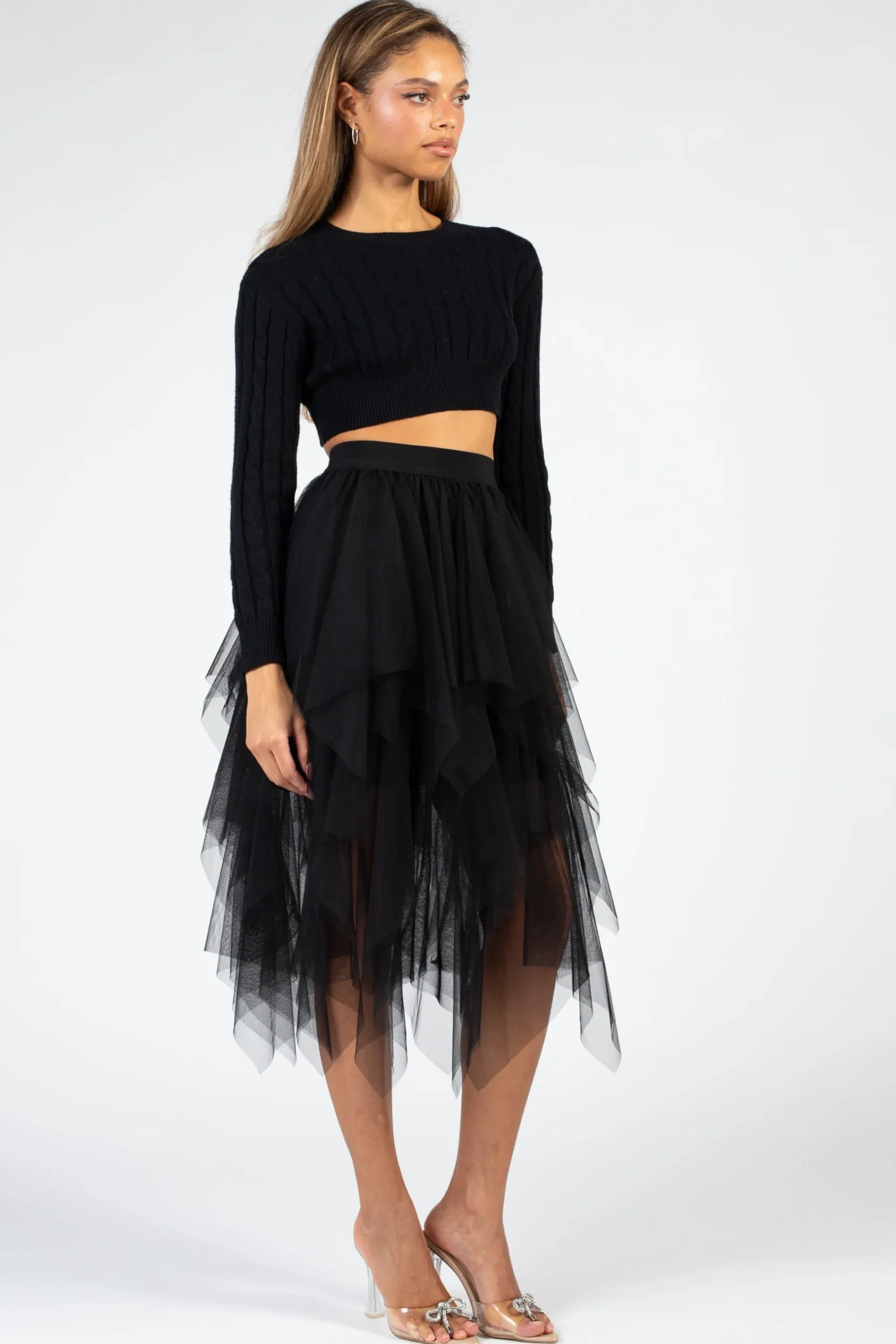 thinkable Laurent Crop Knit Sweater Hot