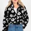 HYFVE Lila Floral Print Sherpa Jacket BlackFloral Sale