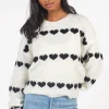 Gilli Lilliana Heart Knit Sweater White Clearance
