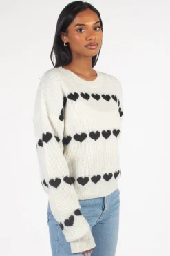 Gilli Lilliana Heart Knit Sweater White Clearance
