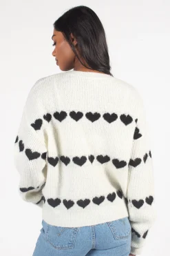 Gilli Lilliana Heart Knit Sweater White Clearance