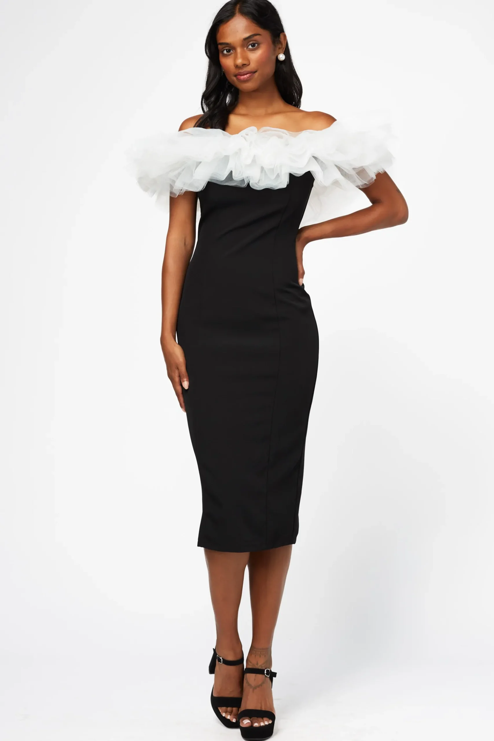Idem Ditto Lottie Tulle Trim Midi Dress Online