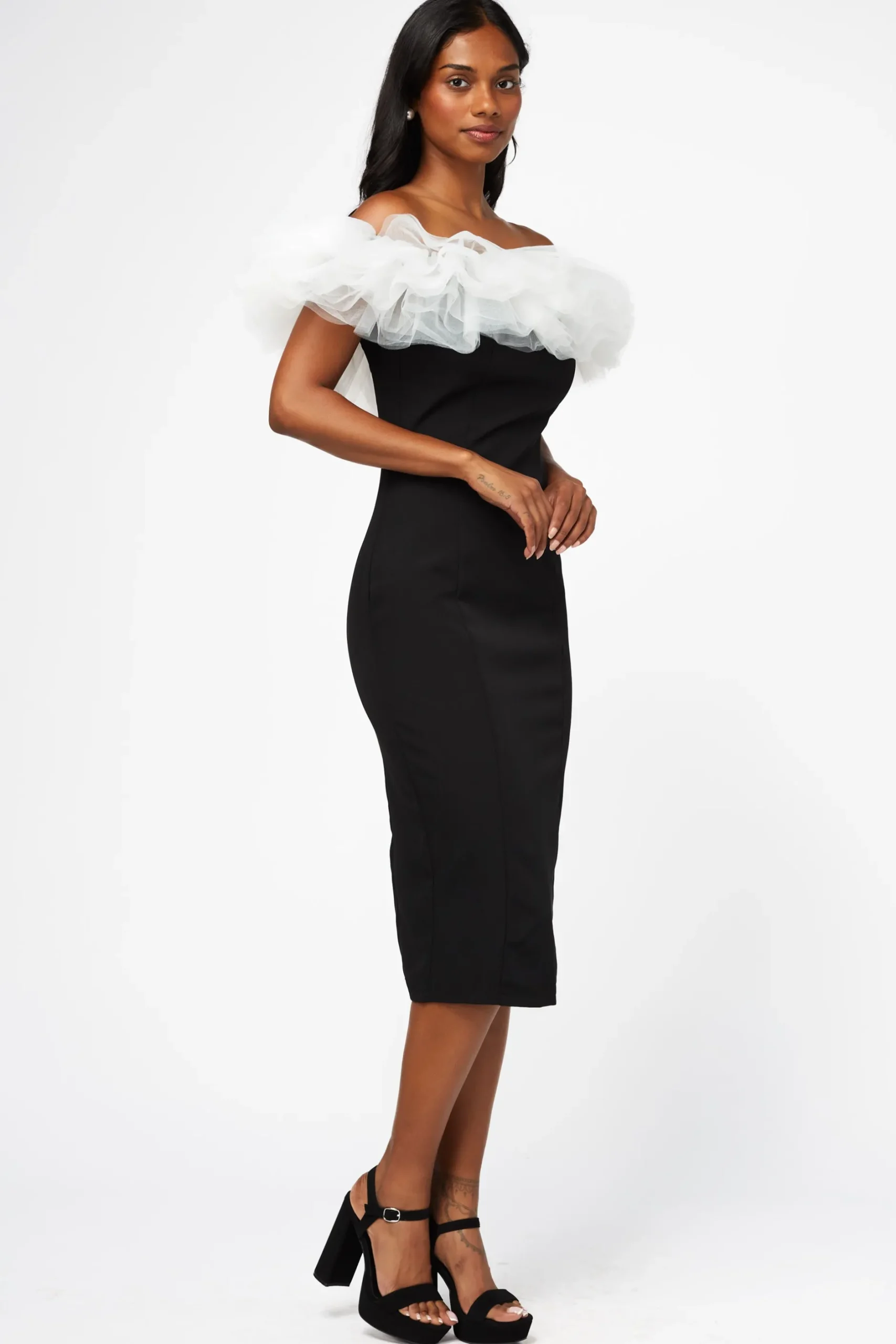 Idem Ditto Lottie Tulle Trim Midi Dress Online