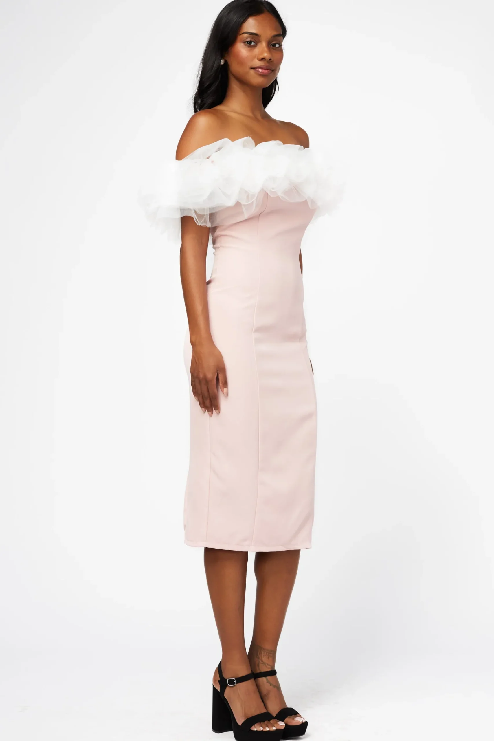 Idem Ditto Lottie Tulle Trim Midi Dress Online