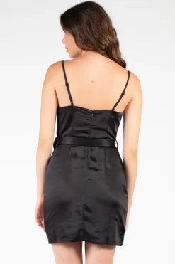 Misty Rose Lucia Cowl Neck Tie Front Dress Black Outlet