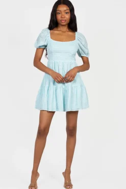 Mustard Seed Lulu Embroidered Mini Dress LightBlue Sale