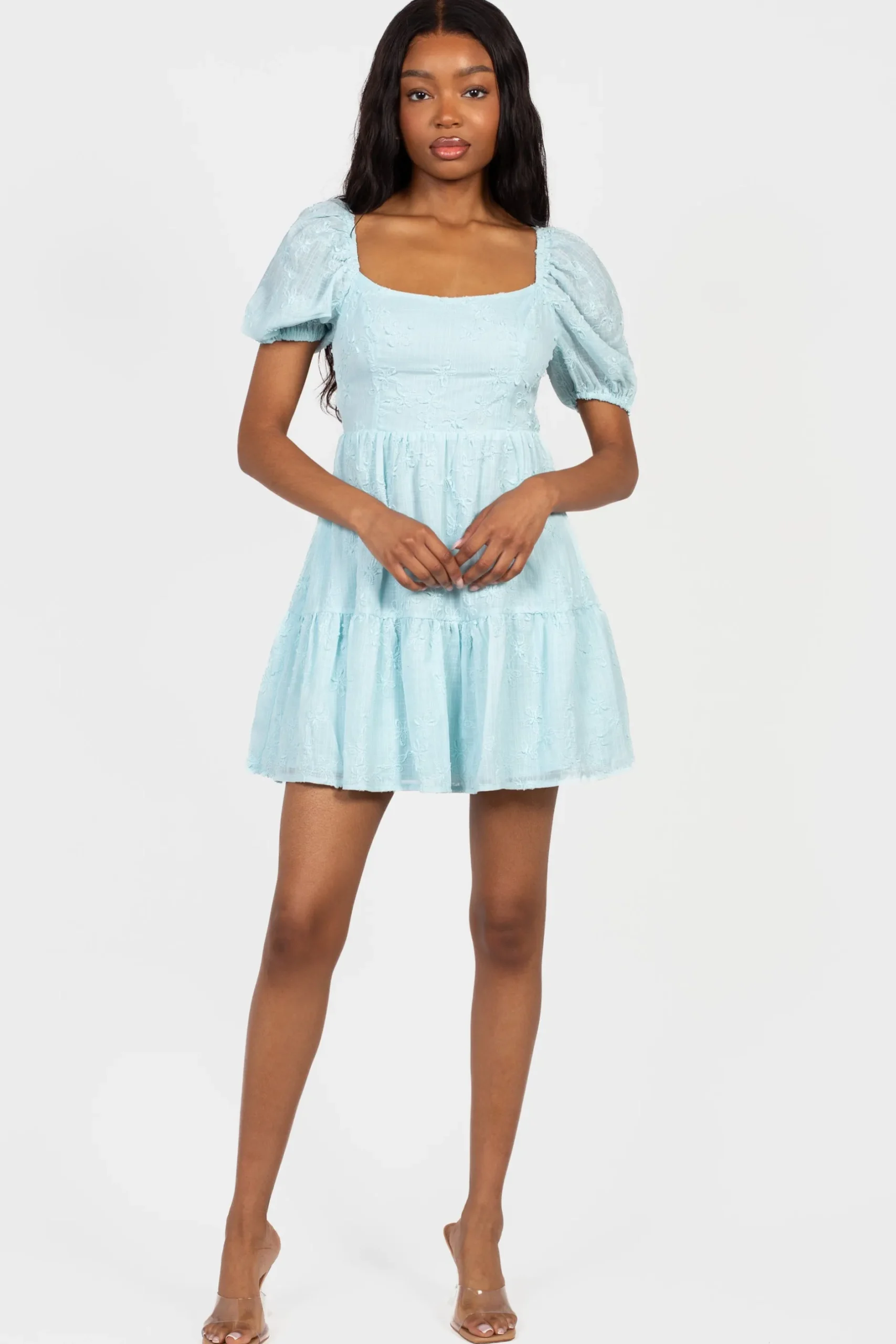 Mustard Seed Lulu Embroidered Mini Dress LightBlue Sale