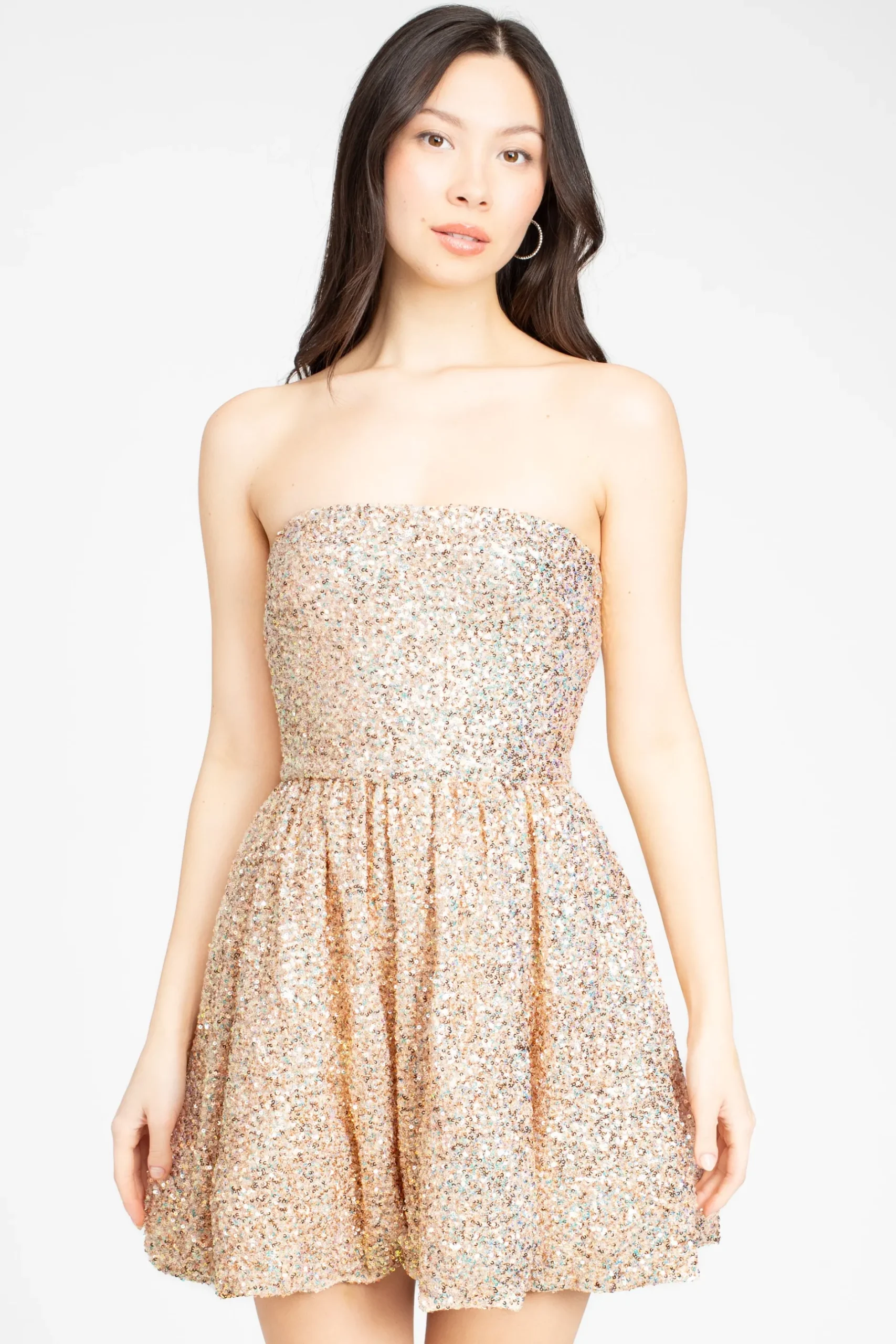 Klesis Luxe Sequin Bubble Mini Dress Rose Discount