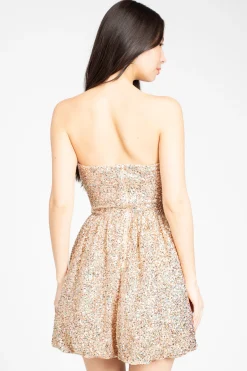 Klesis Luxe Sequin Bubble Mini Dress Rose Discount