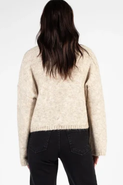 Lyla + Luxe Madge Crewneck Braid Front Sweater Oatmeal Sale