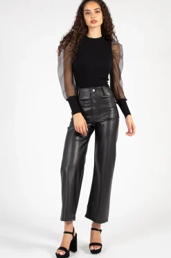 Idem Ditto Maddie Organza Puff Sleeve Knit Top Fashion