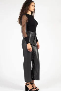 Idem Ditto Maddie Organza Puff Sleeve Knit Top Fashion