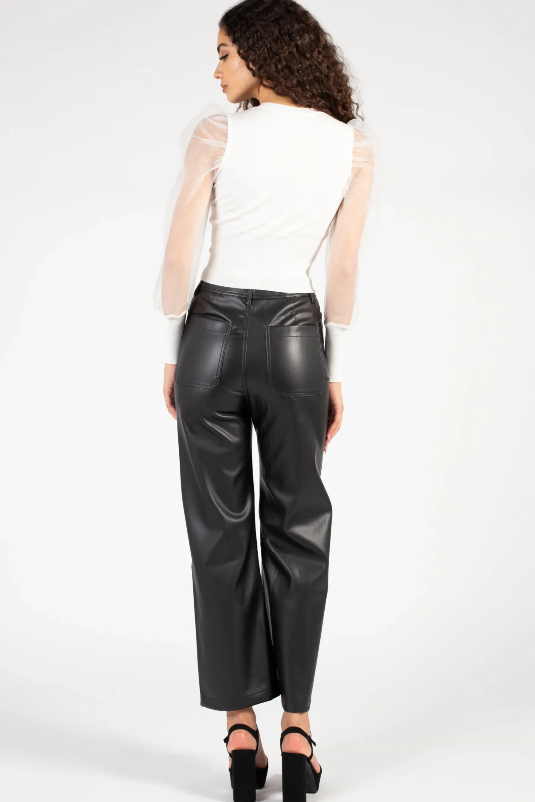 Idem Ditto Maddie Organza Puff Sleeve Knit Top Fashion