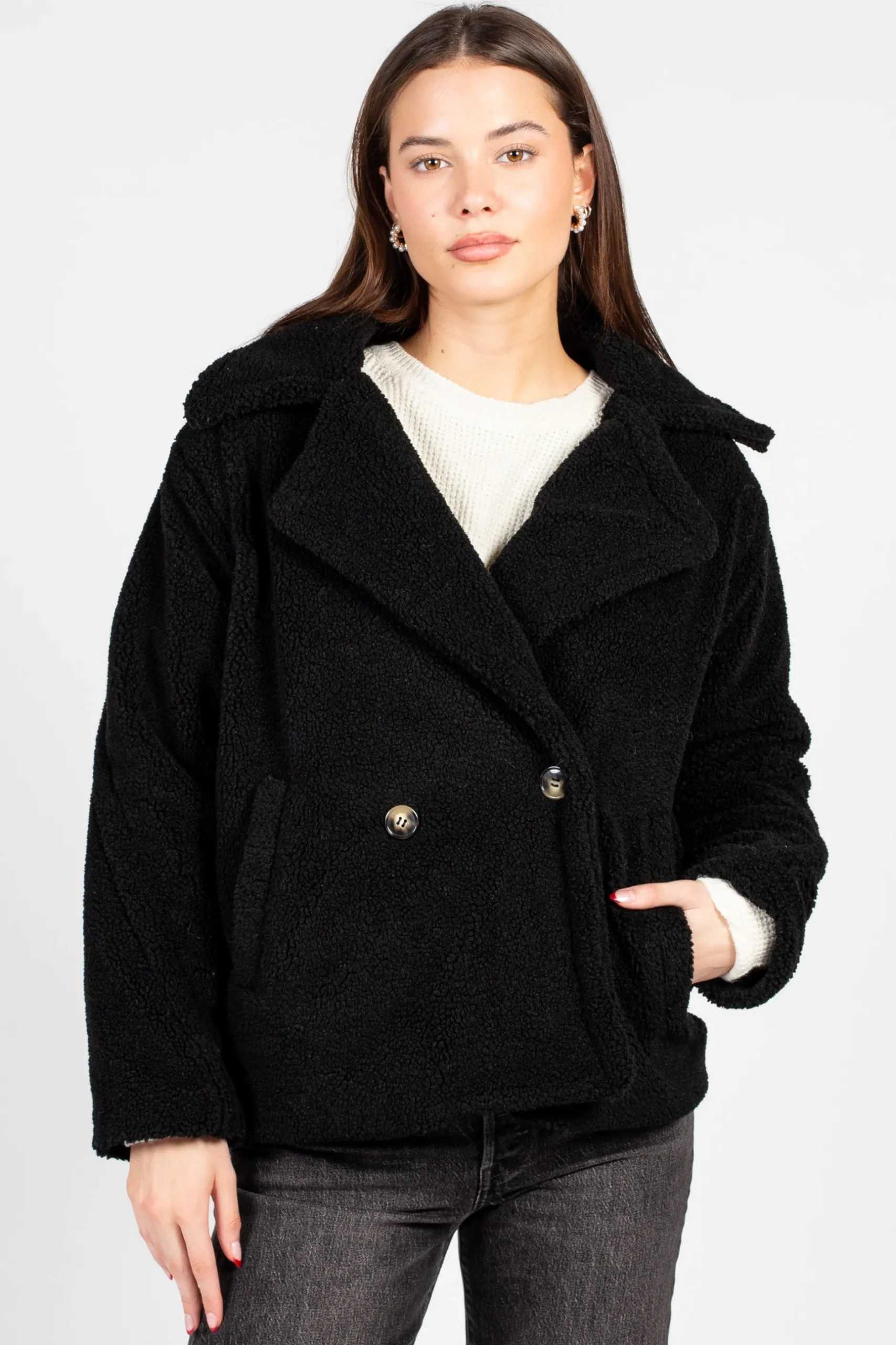 HYFVE Maia Collared Button Up Teddy Coat Online