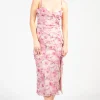 Inmod Maribelle Floral Ruffle Midi Dress Pink New