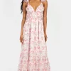 Storia Marie Strap Back Floral Maxi Dress Rose Clearance