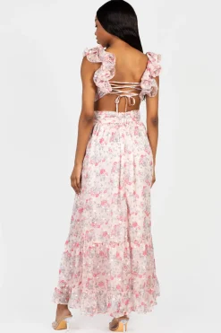 Storia Marie Strap Back Floral Maxi Dress Rose Clearance