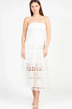 Strut and Bolt Mia Strapless Eyelet Midi Dress Outlet