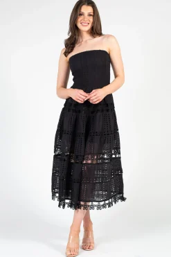 Strut and Bolt Mia Strapless Eyelet Midi Dress Outlet
