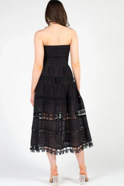 Strut and Bolt Mia Strapless Eyelet Midi Dress Outlet