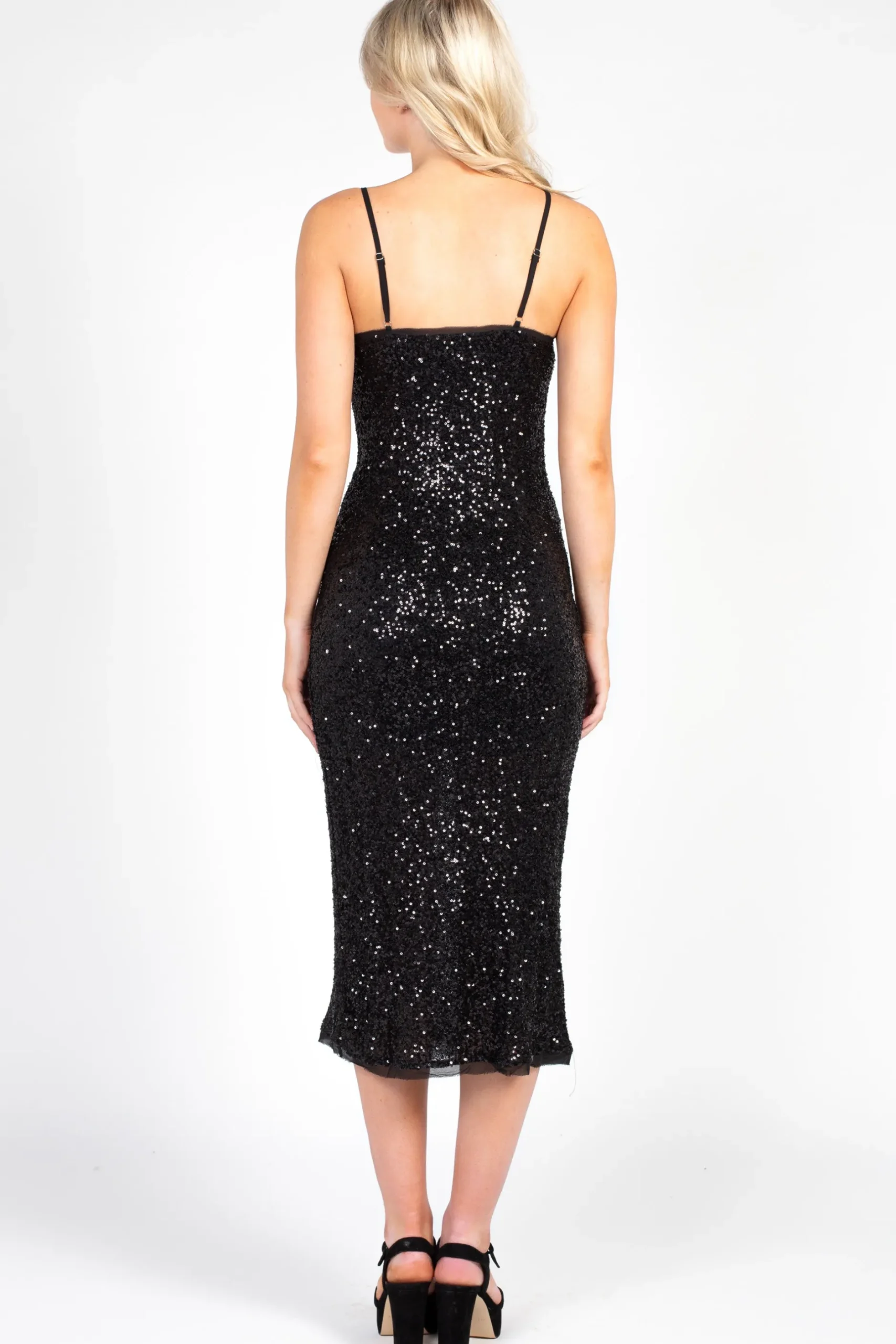 Sans Souci Midnight Sparkle Sequin Bodycon Dress Black Sale