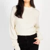 Double Zero Mila Ribbed Crew Neck Sweater Cream Discount