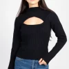 Hers u0026 Mine Mindy Cut Out Ribbed Sweater Hot
