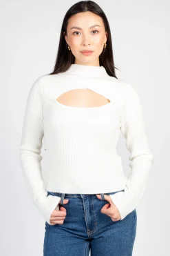 Hers u0026 Mine Mindy Cut Out Ribbed Sweater Hot