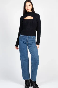 Hers u0026 Mine Mindy Cut Out Ribbed Sweater Hot