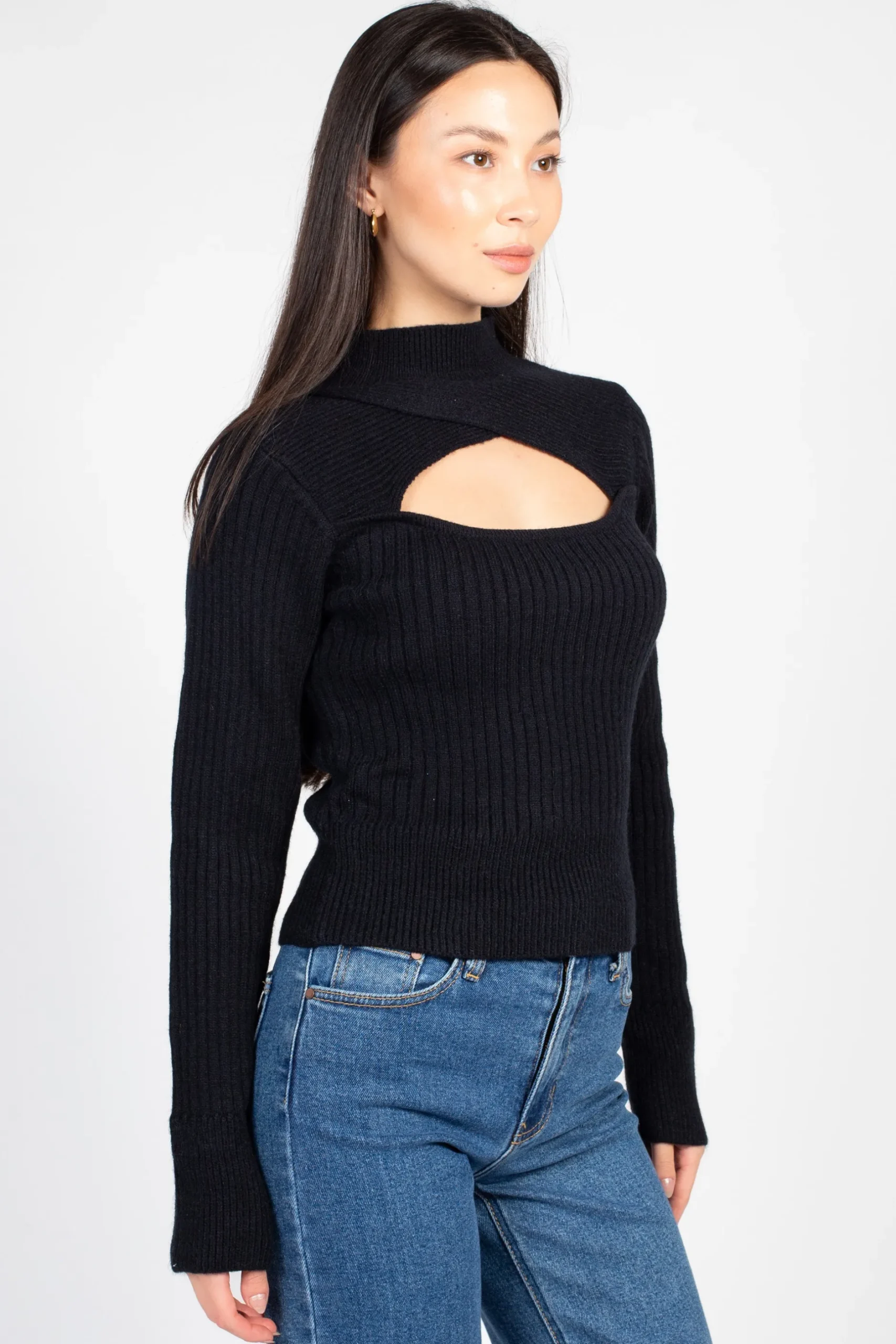 Hers u0026 Mine Mindy Cut Out Ribbed Sweater Hot