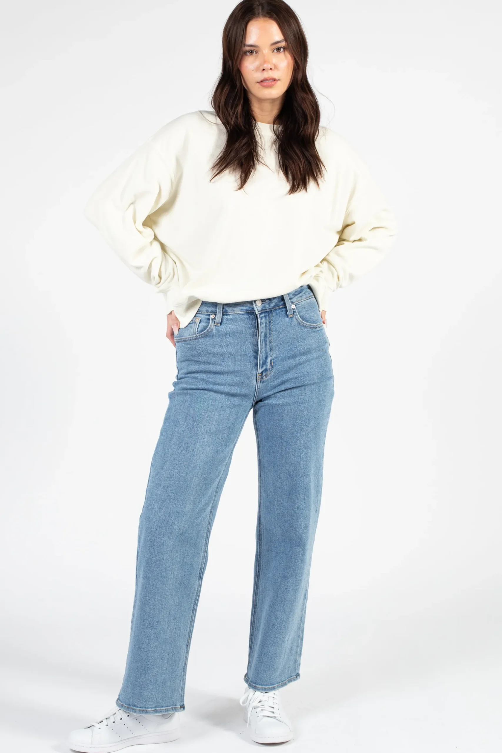 Double Zero Nicolina Dropped Shoulder Sweatshirt Cream Discount