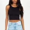 Nikibiki Crewneck Chevron Crop Top Black Online