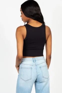 Nikibiki Crewneck Chevron Crop Top Black Online
