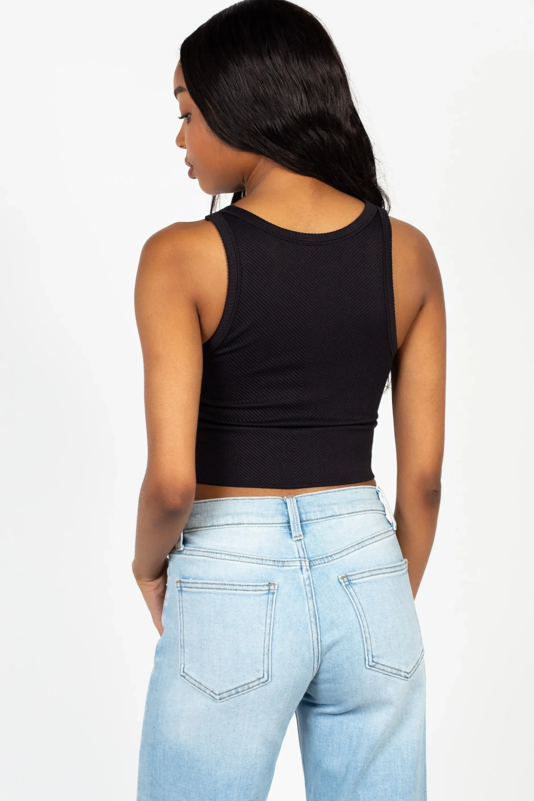 Nikibiki Crewneck Chevron Crop Top Black Online