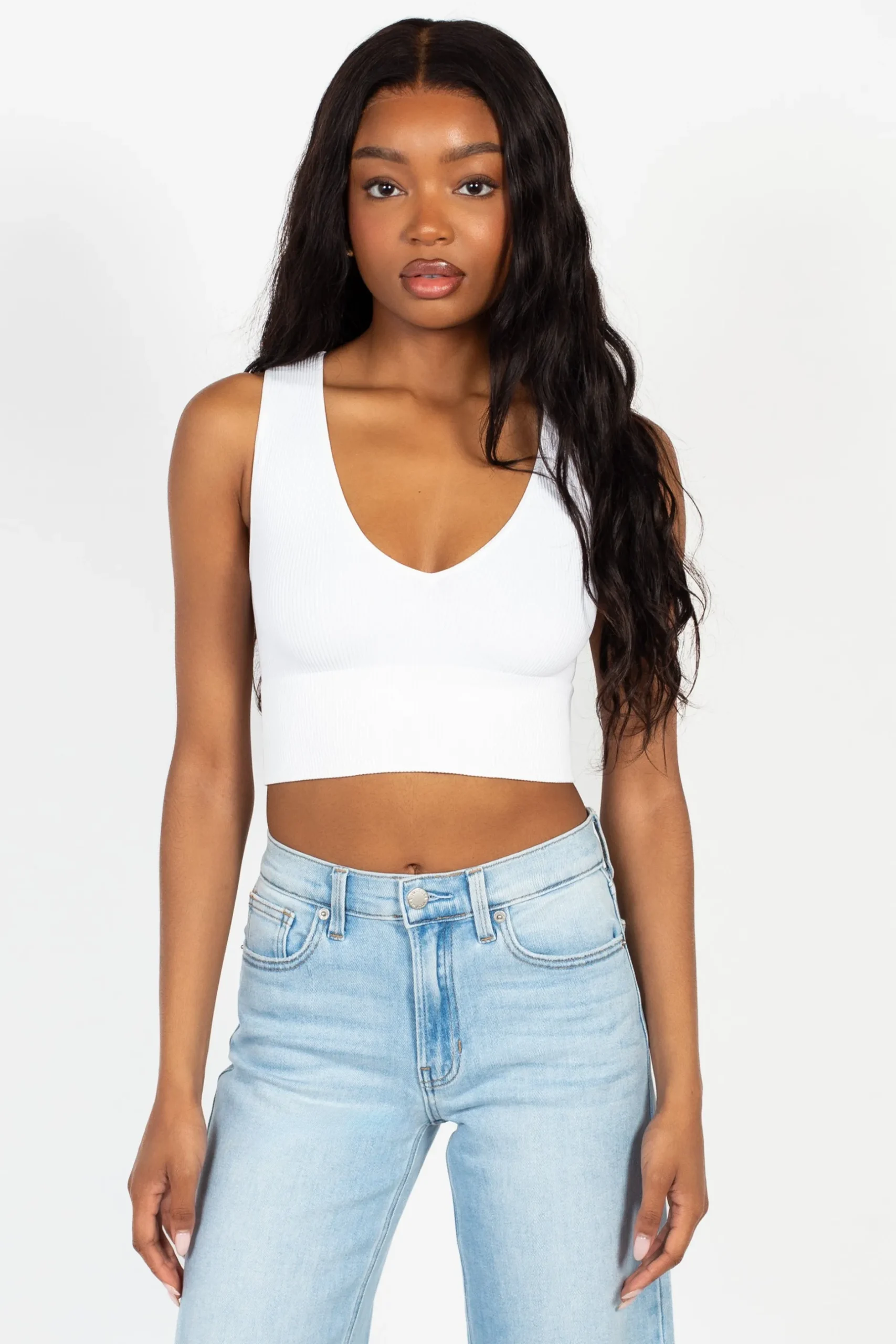 Nikibiki Ribbed Deep V Tank Top Hot