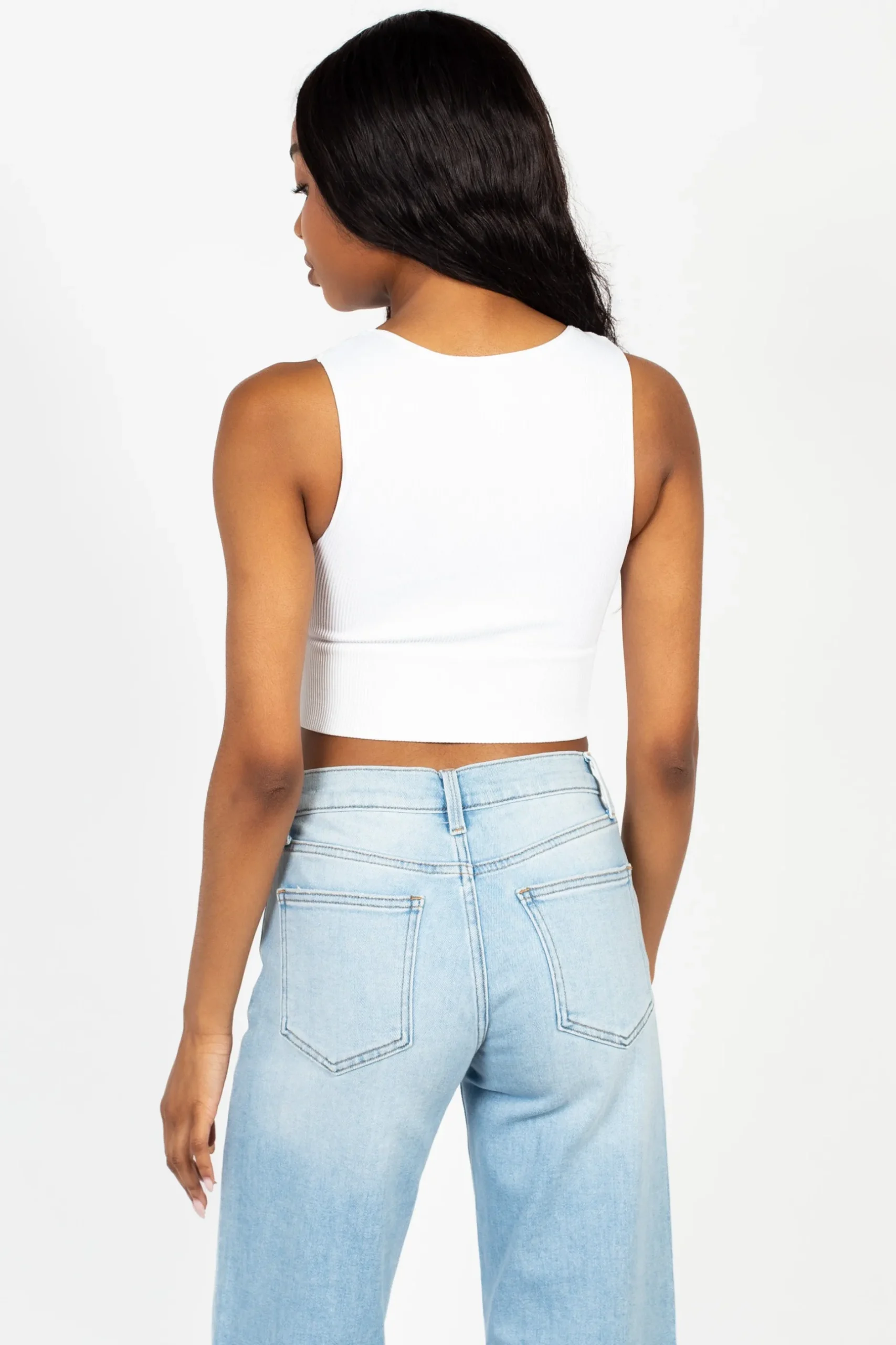 Nikibiki Ribbed Deep V Tank Top Hot