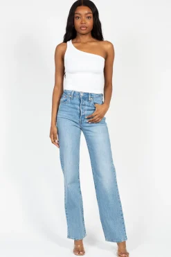Nikibiki Ribbed One Shoulder Crop Top White New