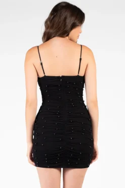 Privy Noel Pearl Mesh Ruched Mini Dress Discount
