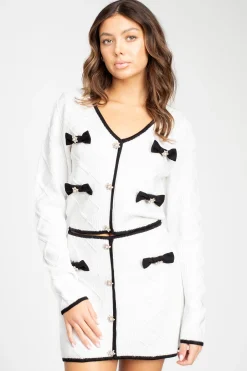 Mable Noelle Jeweled Bow Sweater OffWhite Clearance