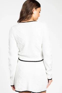 Mable Noelle Jeweled Bow Sweater OffWhite Clearance