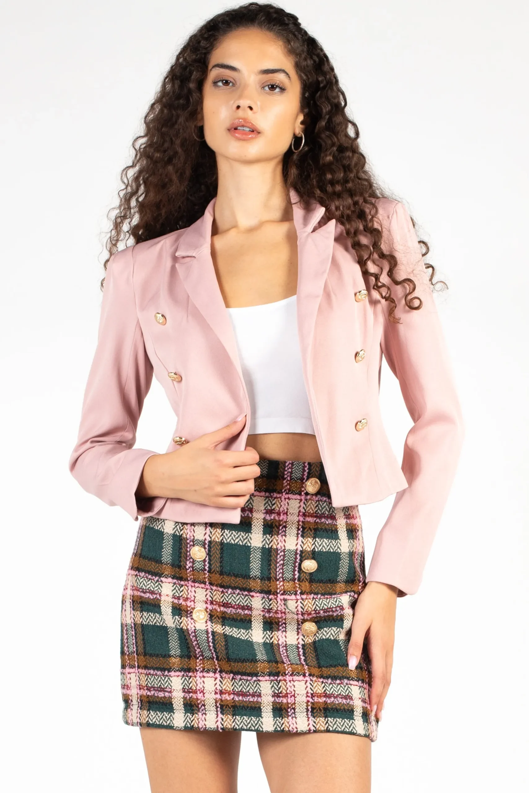 bigHit Nylah Open Cropped Jacket Pink Best