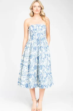 Klesis Ophelia Strapless Printed Midi Dress Online