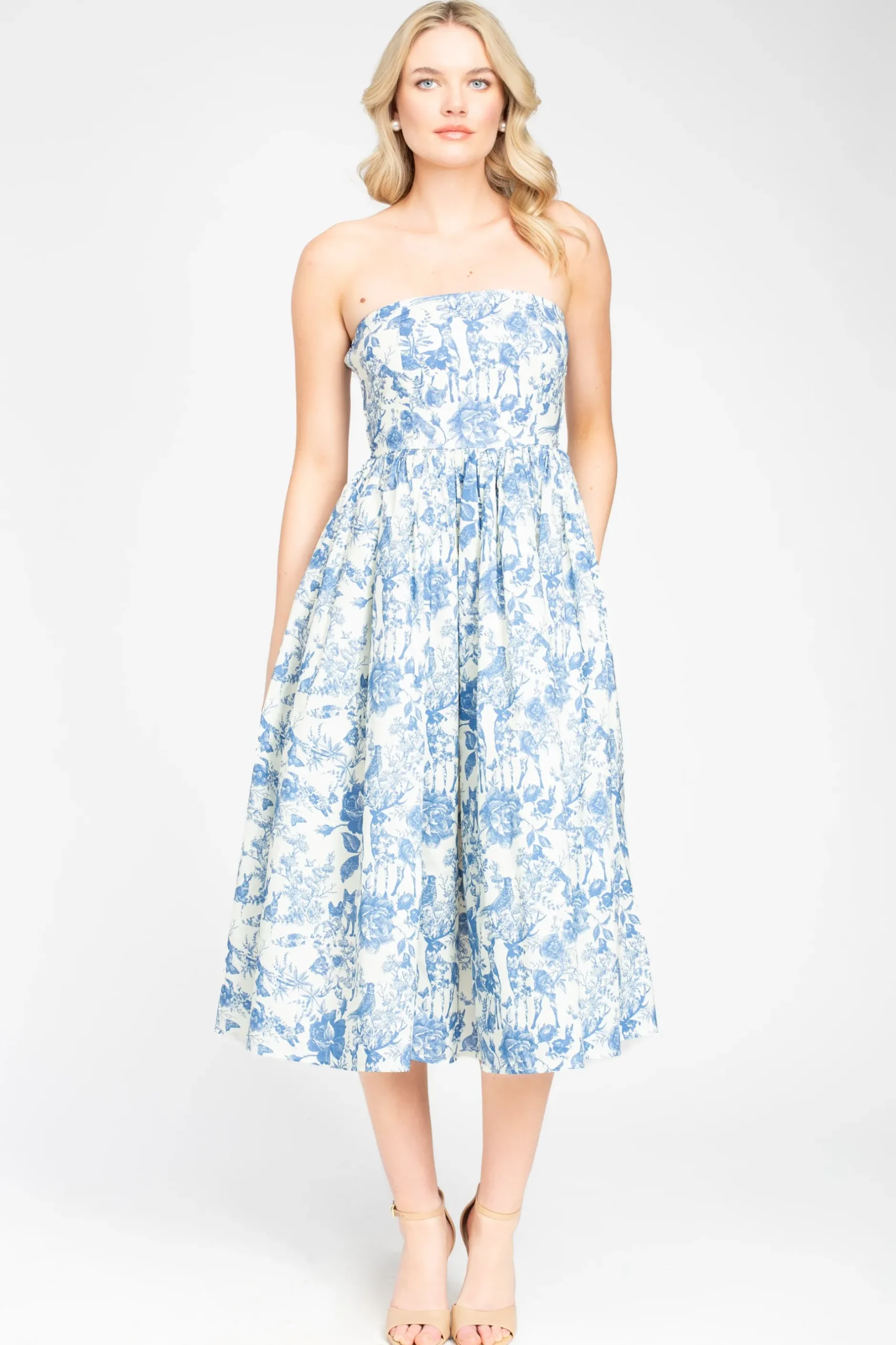 Klesis Ophelia Strapless Printed Midi Dress Online