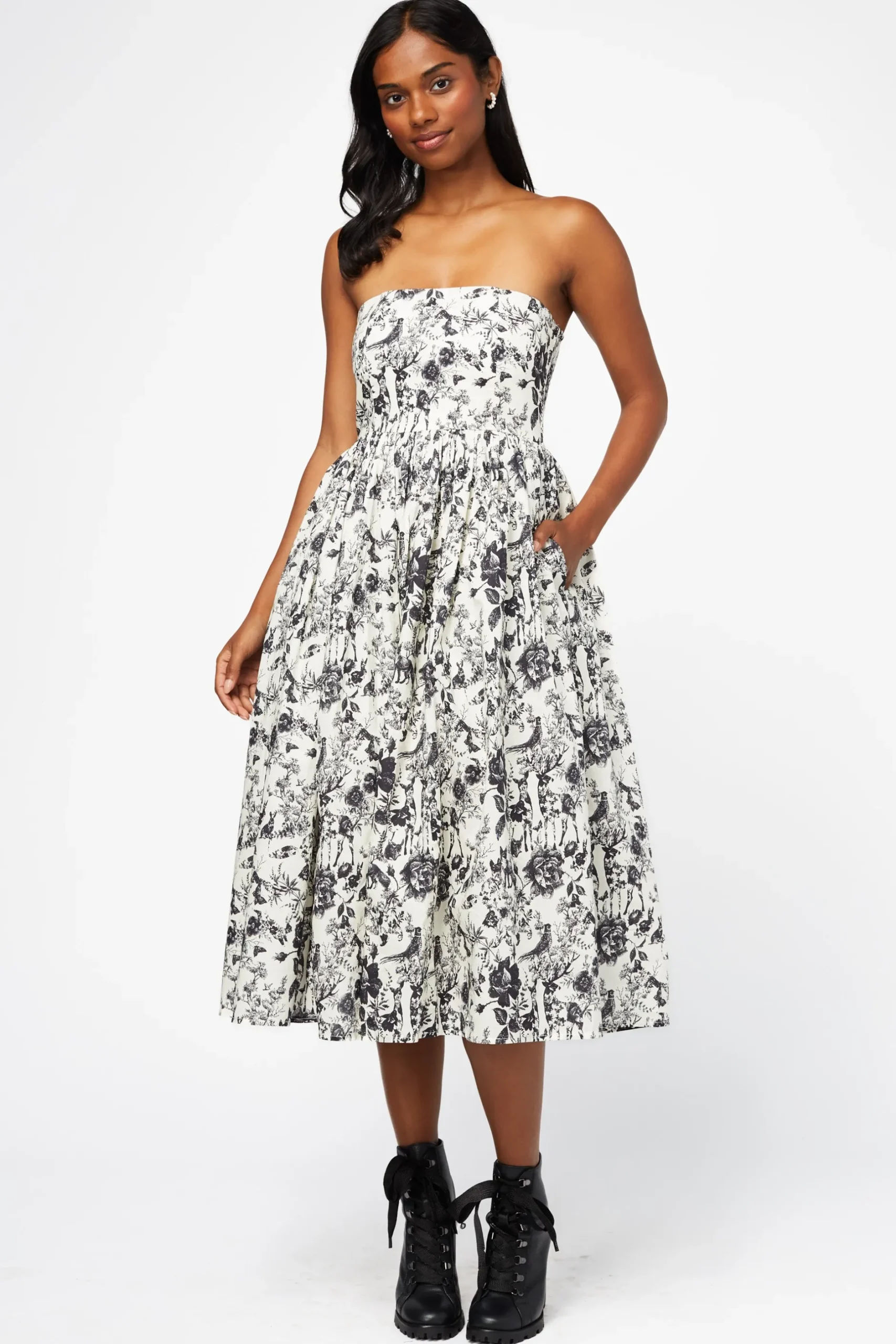 Klesis Ophelia Strapless Printed Midi Dress Online