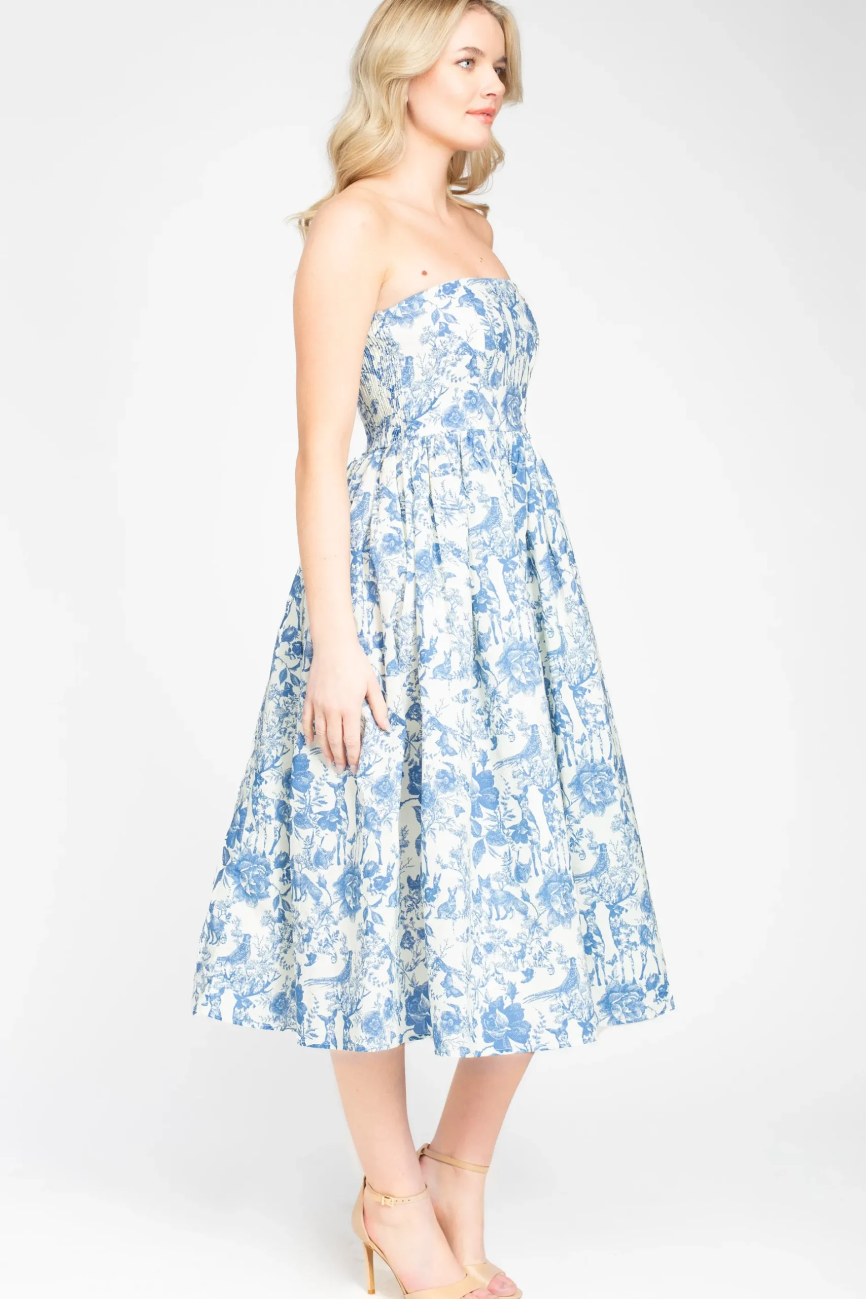 Klesis Ophelia Strapless Printed Midi Dress Online