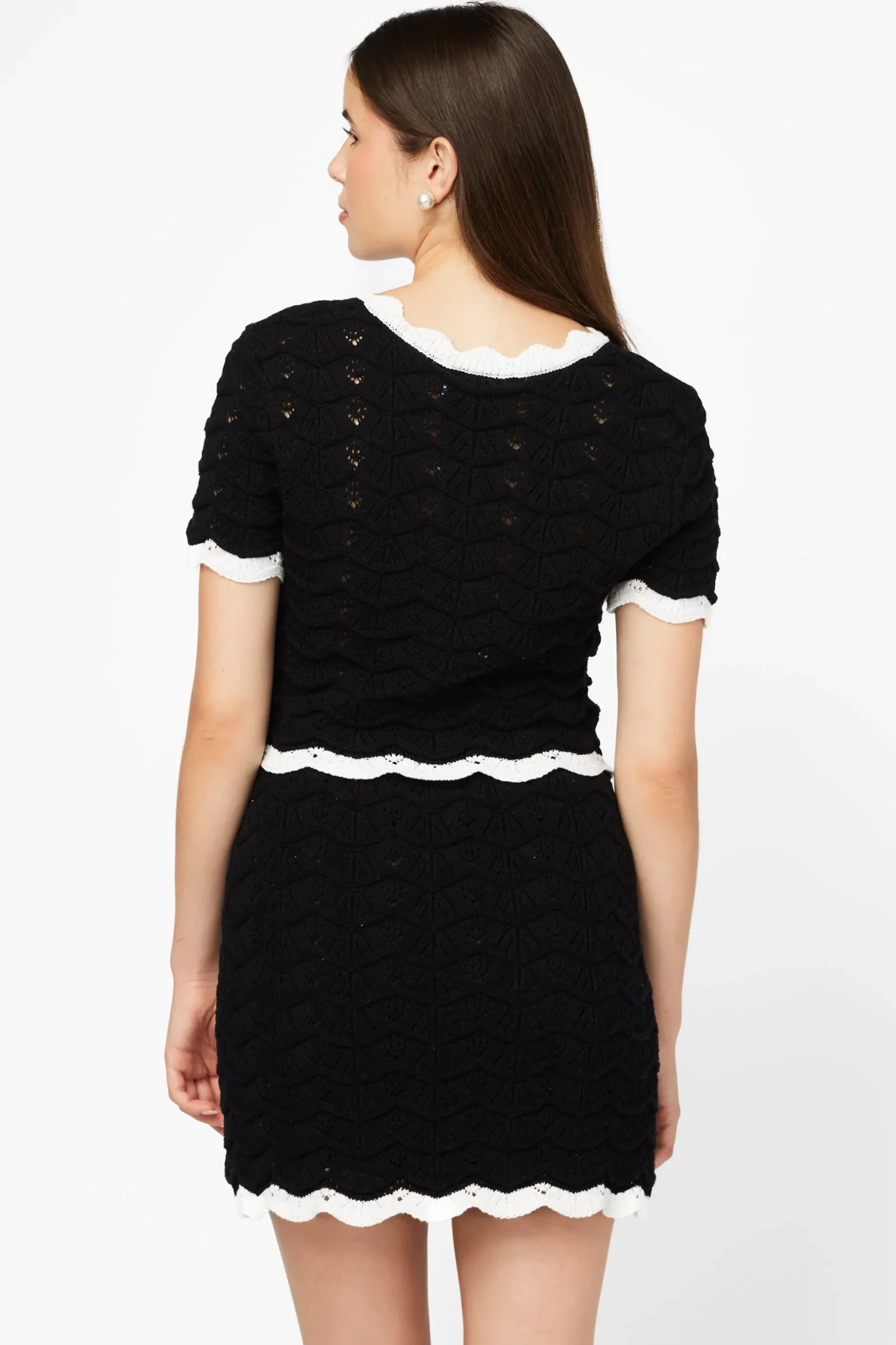 Mable Poppy Pointelle Contrast Mini Skirt Clearance
