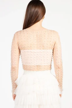 Hot u0026 Delicious Rylee Pearl Embellished Crop Blouse Discount