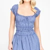 Klesis Sadie Ruched Mini Dress Blue Hot