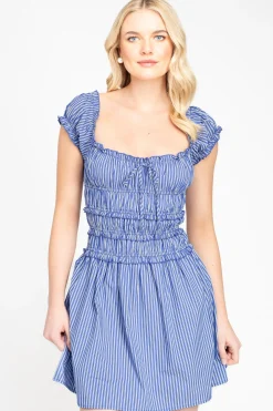 Klesis Sadie Ruched Mini Dress Blue Hot